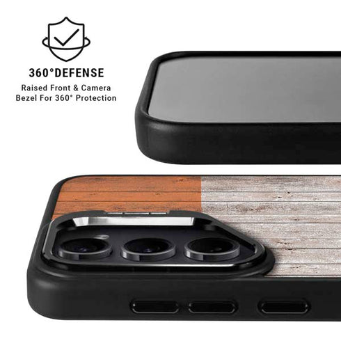 Ireland Flag Dark Wood Galaxy S25 Ultra Kickstand Case